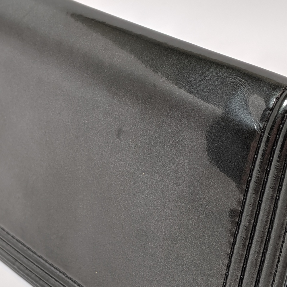 SOLD Chanel Grey Boy Bi-fold Patent Leather Wallet - Picture 7 of 8